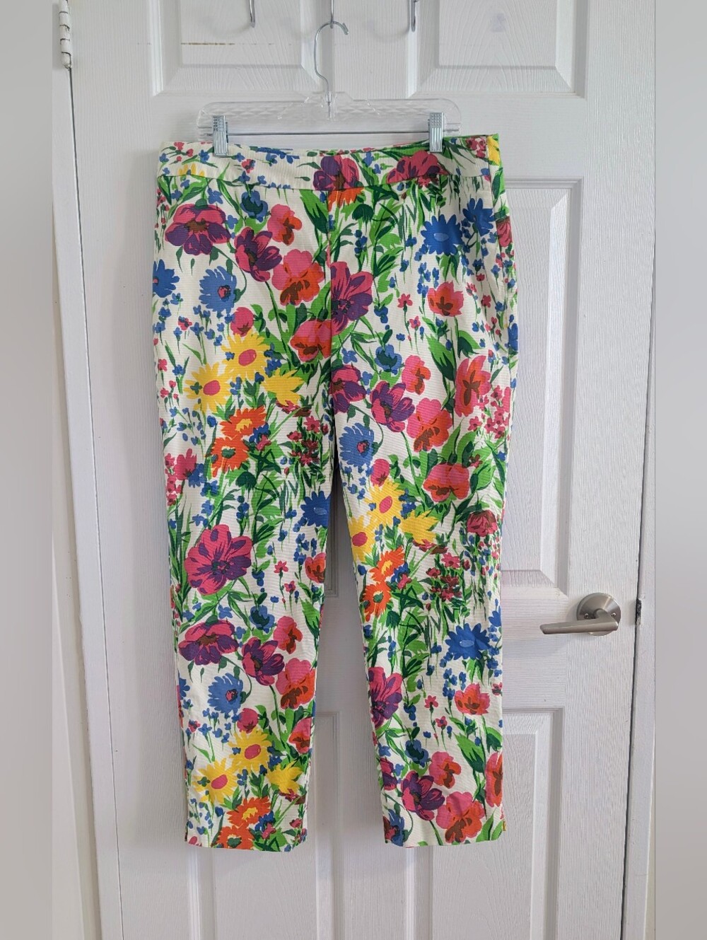 NWOT Talbots Women 16 Ankle Pants Tapered Floral Printed Multicolor Cottage Chic